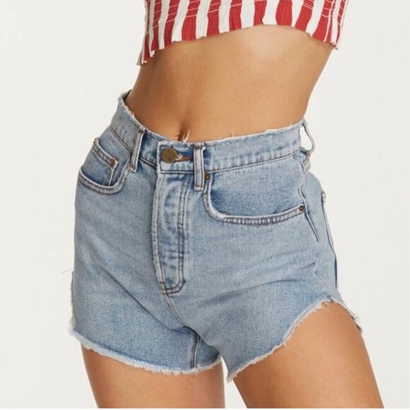 BILLABONG X LOVE LIKE SUMMER shorts light wash 28 IT's Time Denim Shorts - Picture 3 of 11